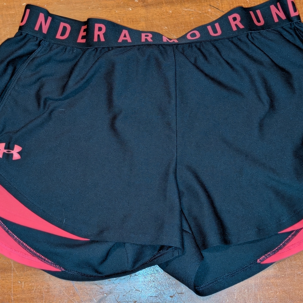 Under Armour Women's Black and Pink Shorts